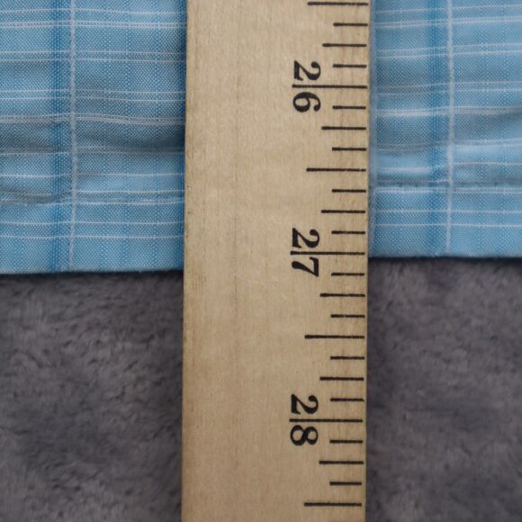 Moda Campia Shirt Mens M Blue check Short Sleeve Buttons Pocket Hawaiian - Picture 4 of 16